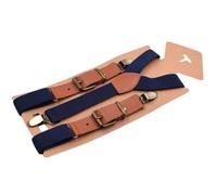 MGDIFYXAA Tirantes para Hombre con 3 Clips Ajustables Elásticos para Jeans Mono Pantalón de Trabajo Overol Accesorio Azul marino 2.5×115cm