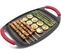 MGE - Plancha Grill de Cocina con Revestimiento de Piedra - Plancha de Asar y Arepas - Budare de Aluminio Antiadherente - 36 x 23 cm