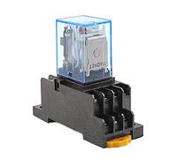 MGTCAR 1 juego MY4NJ pequeño relé electromagnético relé de potencia DC12V DC24V AC110V AC220V bobina 4NO 4NC riel DIN 14 pines + mini relé (color: CA, tamaño: 48V)