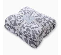 MH MYLUNE HOME Manta de Forro Polar para sofá y Cama, Manta Reversible de Doble Cara con patrón de Leopardo, 130 x 160 cm, esponjosa, súper Suave, cálida para sofá, Silla, Color Blanco/Gris