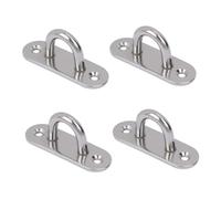 MHDAMAI Placa de Ojo Acero Inoxidable,Acero Inoxidable Pad Eye Plate 4 Pcs 6mm Placa de Ojal Ganchos de Techo Ganchos de Montaje en Pared para Colgar artículos, Hamacas, Equipos Deportivos