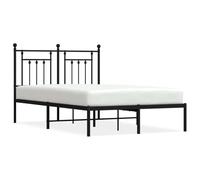 Mhdvray Estructura de cama de metal de 135 x 190 cm, color negro con cabecero, robusto marco de acero, somier de láminas, cama juvenil, cama de invitados, espacio de almacenamiento, diseño moderno