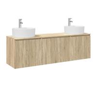 Mhdvray Juego de 3 armarios de baño de roble Sonoma, montaje en pared | Combinación de muebles de baño de tres piezas de madera para colgar en la pared en el baño o aseo de invitados con espacio de