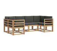 Mhdvray Juego de 6 cojines para exteriores, sofá de jardín modular de madera de acacia, grupo de asientos para terraza y jardín, moderno sofá esquinero resistente a la intemperie, color blanco y