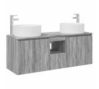Mhdvray Juego de muebles de baño 3 piezas gris Sonoma 49,5 x 44,5 x 65,5 cm | Juego de muebles de baño para colgar en la pared de madera con armario bajo lavabo y armario alto para el baño moderno.