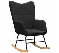 Mhdvray Silla mecedora negra de tela Sherpa, 61 x 78 x 93,5 cm | Acogedora silla balancín con acolchado suave y patas de madera de caucho para salón, dormitorio u oficina.