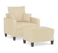 Mhdvray Sillón con taburete, color crema, 78 x 77 x 80 cm, de tela, moderno, con estructura de metal, cómodo sillón de salón, pequeño sofá para salón, dormitorio, habitación juvenil, balcón y oficina