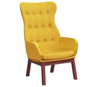 Mhdvray Sillón de relax, tejido amarillo mostaza, 70 x 77 x 94 cm, sensación moderna, con marco de metal y patas de madera de caucho acolchada, para salón, dormitorio y espacios pequeños