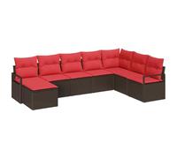 Mhdvray Sofá de jardín de polirratán 8 piezas modular marrón rojo | Lounge de ratán flexible con espacio de almacenamiento para balcones, terrazas y jardín: diseño modular con cómodos cojines.