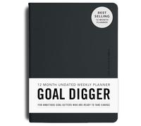 Mi Goals Planificador semanal sin fecha de 12 meses, refuerza los hábitos positivos, practica la gratitud y fomenta la atención plena, planificador y diario sin fecha de 280 páginas, color negro B5