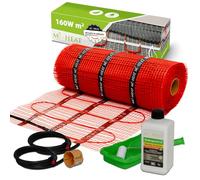 Mi-Heat alfombra de calefacción eléctrica 7m² 160W/m² - Set incl. 2 piezas de tubo vacío, imprimación, caja de empotrar - calefacción eléctrica por suelo radiante para tener siempre los pies calientes