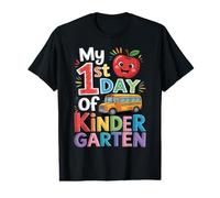 Mi Primer día de Kindergarten autobús Escolar Apple Regreso a Clases Camiseta gráfica económica