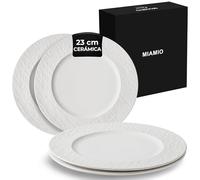 MIAMIO - 23 cm, Juego de 4 platos llanos/juego de platos de cerámica, vajilla moderna, aptos para microondas y lavavajillas - Colección Oasis