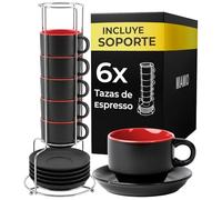 MIAMIO - 6 tazas de espresso (75 ml) - Le Papillon Collection (Rojo)