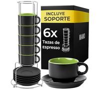 MIAMIO - 6 tazas de espresso (75 ml) - Le Papillon Collection (Verde)