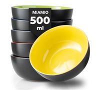MIAMIO - 6 x 500ml Juego De Cuencos/Tazones Exterior Negro Interior De Color - Le Papillon Colección (Multicolor)