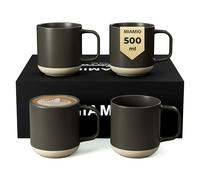 MIAMIO - Juego de 4 Tazas de Café/Tazas de Cerámica para Café (500 ml) | Juego de 4 Tazas de Café/Tazas de Cerámica para Café (500 ml), Capuchino, Latte Macchiato, Té, Expreso/- Colección Sierra