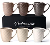 MIAMIO - Juego de 6 tazas de 400 ml / vasos - Diseño moderno, cerámica mate, color beige