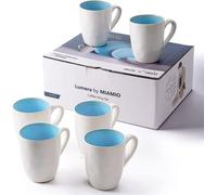 MIAMIO – Juego de 6 tazas de café de 350 ml, hechas de cerámica, parte de la colección Lumera (azul)