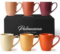MIAMIO - Juego de 6 tazas de café de 400 ml. Tazas de café de cerámica, diseño moderno (Magma)