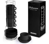 MIAMIO - Juego de 6 tazas de espresso (75 ml cada una) con soporte, color