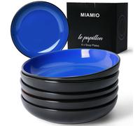 MIAMIO - Juego de platos hondos, colección "Le Papillon", color azul (6 unidades, 900 ml cada uno)