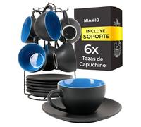 MIAMIO - Juego De Tazas De Cafe - 6 tazas de 175 ml Tazas de Cappuccino - Juego tazas de cafe Capuchino Taza Cafe - Colección Le Papillon (Azul)