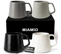 MIAMIO - Juego de Tazas de Café (Set de 4) / Grandes Tazas de Cerámica (420 ml) - Taza para Cappuccino, Té, Espresso - Apto para Microondas y Lavavajillas - Colección Luxe (Pastel clásico)