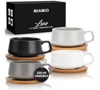 MIAMIO - Juego de 4 tazas de capuchino de 320 ml, tazas para capuchino (color pastel clásico)