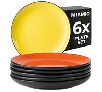 MIAMIO - Set 6 platos llanos de cerámica (26 cm) - Le Papillon (Multicolor) | Set de platos de cerámica (26 cm) para desayuno, guarniciones y postre, aptos para lavavajillas