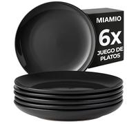 MIAMIO - Set de Plato/Plato de Cena Vajilla de Cerámica de Gres - Colección Le Papillon (Negro, 21 cm)