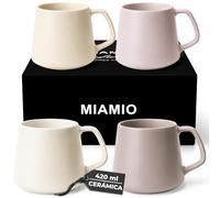 MIAMIO - Tazas de Café Set de 4, Cerámica (420ml) - Luxe (Cream Rose) | Grandes tazas de café de cerámica para cappuccino, té y espresso, juego de 4, aptas para lavavajillas, ideales a diario