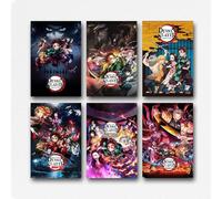 Mianm Demon Poster Slayer Vintage Classic Anime Movie Cover Poster Set 6 Unidades, Horizontal, 20x30 cm, Lienzo, Sin Marco, Decoración del Dormitorio