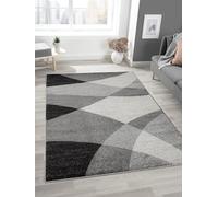 Mia's Mosaix - Alfombra Moderna de Pelo Corto Poeta para salón y Dormitorio, con Corte de Contorno, patrón geométrico a Cuadros, Color Gris, 240 x 330 cm