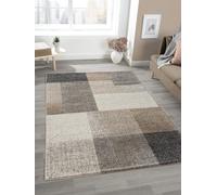 Mia's Mosaix - Alfombra Moderna de Pelo Corto Poeta para salón y Dormitorio, Corte de Contorno, patrón geométrico a Cuadros, Color Beige, 240 x 330 cm
