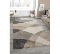Mia's Teppiche «Mosaix - Alfombra Moderna de Pelo Corto Poeta para salón y Dormitorio, con Corte de Contorno, patrón geométrico, a Cuadros, Color Beige, 160 x 220 cm