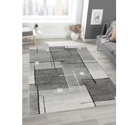 Mia's Teppiche «Mosaix - Alfombra Moderna de Pelo Corto Poeta para salón y Dormitorio, con Corte de Contorno, patrón geométrico, a Cuadros, Color Gris, 120 x 160 cm