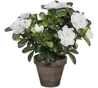 Mica azalea artificial blanca en tiesto gris Ø11,5cmx27xØ20cm