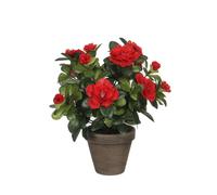 Mica azalea artificial roja en tiesto gris Ø11,5cmx27xØ20cm