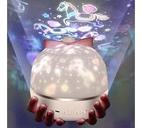 Micacorn Lámpara Proyector Infantil, 360° Rotación Lampara Luz Nocturna Carga USB LED, 6 Películas Proyector Aplicar para Cumpleaños, Vacaciones, Navidad, Decoración de la Habitación de Los Niños