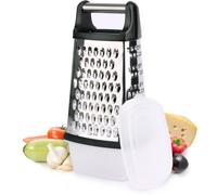 MiCasa SuCasa Raspador para Contenedor – Raspador cuadrado de acero inoxidable con recipiente de recolección – Utensilio de cocina para el hogar: raspador, cortador, rallador y zester – Raspador manua