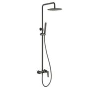 MICE - Barra de ducha monomando extensible de acero inoxidable - Columna de ducha - Griferia baño con rociador y mango de ducha - Black Gun Metal BDD055/BGM