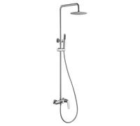 MICE - Barra de ducha monomando extensible de acero inoxidable - Columna de ducha - Griferia baño con rociador y mango de ducha - Acero Inox Cepillado BDD055/AC