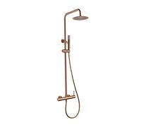 MICE - Columna de ducha con monomando integrado de acero inoxidable - rociador extraplano - Griferia baño color cobre - Oro Rosa Cepillado