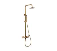 MICE - Columna de ducha con monomando integrado de acero inoxidable - rociador extraplano - Griferia baño dorado color Oro Cepillado