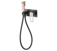 Mice - Ducha higiénica empotrada - Grifo de Bide Monomando Para Empotrar WC - Grifos para inodoro - Serie Suecia Negro Mate y Oro Rosa BDC032-5NOR