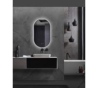Mice - Espejo led para baño, vestidor, Maquillaje con Marco Color Negro Mate Espejo retroiluminado luz triled - Interruptor Táctil - Función Anti-Niebla - Medida 50x90cm Marco Negro
