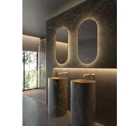 Mice - Espejo led para baño, vestidor, Maquillaje con Marco Color Negro Mate Espejo retroiluminado luz triled - Interruptor Táctil - Función Anti-Niebla - Medida 50x90cm Oro Cepillado