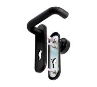 MICEL Juego de manilla cortafuego 00236 - Pomo fijo y bocallave 72 mm, placa de acero y nylon negro