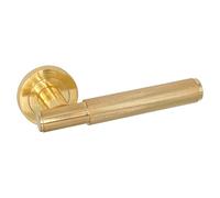 MICEL - 00323 - Juego de manilla con roseta (50 mm), maneta con textura, acabado Latón Satinado, color dorado, 140 x 50 x 65 mm (Dorado)
